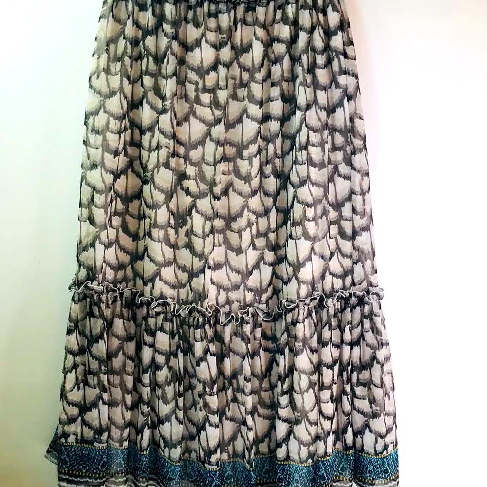 V Cristina Ruffle Seamed Maxi Skirt M